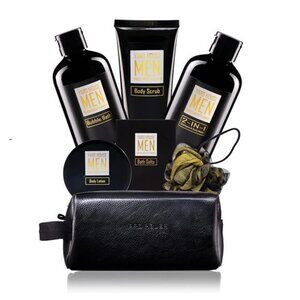 Bath and Body Spa Gift Baskets Set for Men - Sandalwood Amber - 7Pc Spa Kit